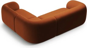 Divano angolare color terracotta (con penisola a destra/a L) con rivestimento in velluto Kate – Micadoni