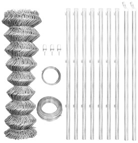 Recinzione İn Rete Con Pali İn Acciaio Zincato 15x1,25m Argento /