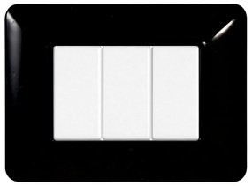 Placca 3 moduli 503 in plastica nera compatibile anche con BTicino Matix
