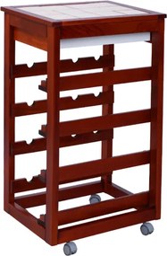 Carrello cantinetta LANDHELL in legno massello e piano in mattonelle CILIEGIO