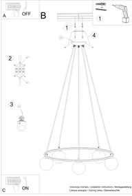 Sollux SL.1214 - Lampadario a sospensione con filo YOLI 5xG9/8W/230V nero