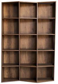 Libreria in legno Noce 137x200h cm con 3 elementi e vani trapezoidali TREK