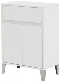 Base Multiuso a Terra 85 Cm Due Ante Ed Un Cassetto Feridras "Mondo 2.0" Bianco Opaco/Bianco Laccato