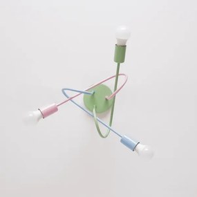 Plafoniera da soffitto OXFORD 3xE27/15W/230V verde/rosa/blu