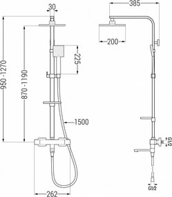 Mexen CQ45 set vasca-doccia con soffione e batteria termostatica, cromato - 779104595-00