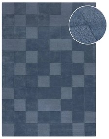Tappeto in lana blu scuro tessuto a mano 200x290 cm Checkerboard - Flair Rugs