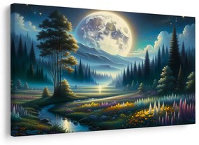 Quadro su tela – Valle magica alla luce della luna