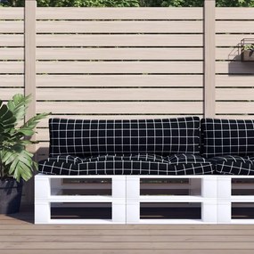 Cuscini Per Pallet 2 Pz Motivo A Quadri Nero İn Tessuto Oxford /
