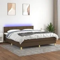 Letto a Molle Materasso e LED MarroneScuro 180x200cm in Tessuto 3133736