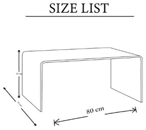 Tavolino arredo in vetro curvato trasparente GHOY L120 x P60 x H35