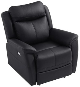 Poltrona relax elettrica in Pelle di vacchetta Nero - NOMAJO