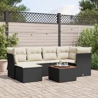 Set Divani da Giardino con Cuscini 7pz Nero Polyrattan 3223746