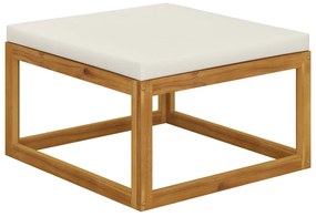 Set Divani da Giardino 3 pz con Cuscini Crema in Legno Acacia