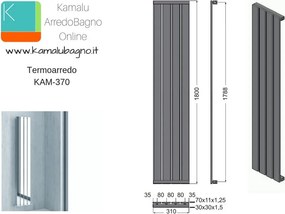 Termoarredo scadasalviete 1800x310cm nero opaco Kam-370N - KAMALU