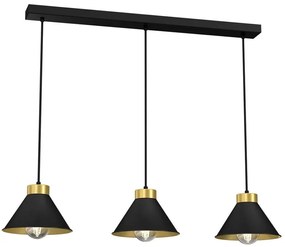 Lampadario su corda DEMET 3xE27/60W/230V nero/dorato