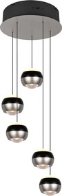 Lampadario LED nero e argentato ø 30 cm Orbit – Trio Select