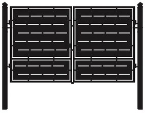Cancello manuale con serratura elettrica Privacy in ferro, apertura centrale, L 308.5 x H 5 cm, di colore nero