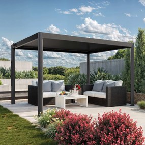 PRIMEYARD Pergola 4x3m, tetto lamellare, antracite - (GFPV01123)