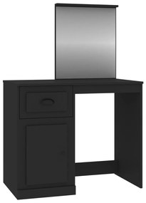 Toeletta con specchio nera 90x50x132,5 cm legno multistrato