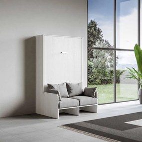 Letto scomparsa a una piazza e mezza a 120 cm KENTARO SOFŔ Bianco Frassino