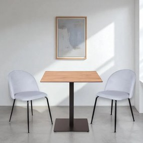 Tavolo quadrato da bar pub ristorante per esterno 80x80 cm piano in HPL Rovere Nodato H 74