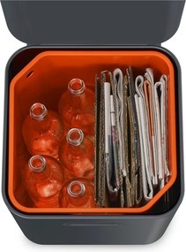 Bidone in acciaio grigio per rifiuti differenziati 40 l Totem Compact - Joseph Joseph