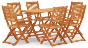 Set Pranzo Pieghevole Da Esterno 7 Pz İn Massello Di Eucalipto /