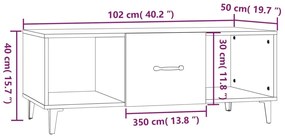 Tavolino da Salotto Bianco Lucido 102x50x40cm Legno Multistrato