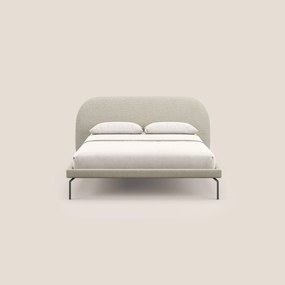 Soleil letto imbottito di design con piedi alti in metallo in bouclet smacchiabile T12 panna