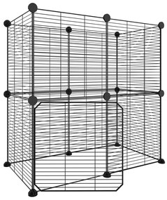 Gabbia per animali 12 pannelli con porta nero 35x35 cm acciaio