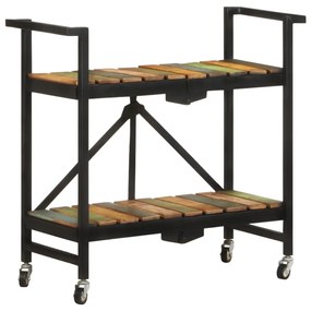 Carrello Da Cucina 87x36x81 Cm İn Legno Massello Di Recupero /
