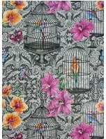 Tapete Orangery von Matthew Williamson - Charcoal/ Pink