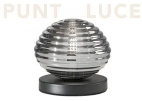 Lumetto ripple nero e cromo 1 luce attacco e27 18x18x16,5cm in vetr...