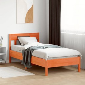 Giroletto con testiera marrone cera 75x190 cm massello pino