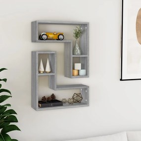 Mensole A Parete 2pz Grigio Sonoma 50x15x50cm Legno Multistrato /