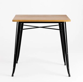 Tavolo Torix Quadrato Legno Naturale 80 cm - Nero