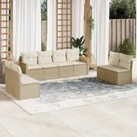 Set Divano da Giardino 8 pz con Cuscini Beige in Polyrattan 3258292