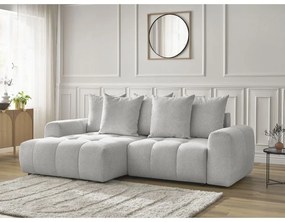 Divano angolare grigio chiaro allungabile/con contenitore (con penisola a sinistra/con chaise lounge) con rivestimento in ciniglia Roxelane – Bobochic Paris