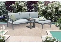 divano da giardino in alluminio con tavolino D.70/135x75/140x75/T.32x40x53 - TOLO