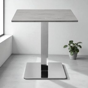 Tavolo bar pub ristorante 70x70 cm base argento e piano laminato Cemento H 75
