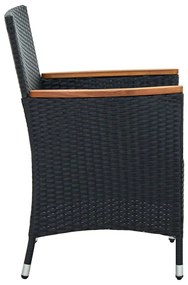 Sedie da pranzo per giardino 4 pz in polyrattan nero