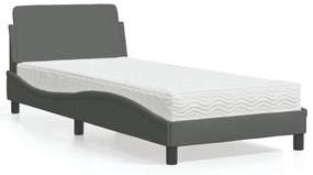 Letto con materasso grigio scuro 80x200 cm in tessuto