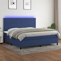 Letto a Molle Materasso e LED Blu 200x200cm in Tessuto 3134987