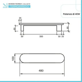 Scaldasalviette elettrico Ness 48 cm asfalto opaco 40W in ceramica