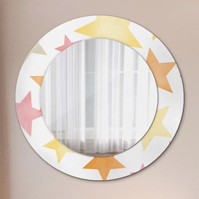 Specchio rotondo cornice con stampa Stelle pastello fi 50 cm