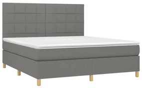 Letto a molle materasso e led grigio scuro 160x200cm in tessuto