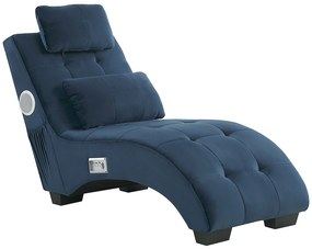 Chaise longue velluto blu con casse bluetooth SIMORRE Beliani