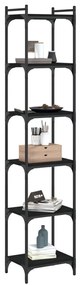 Libreria a 6 Ripiani Nera 40x30x188 cm in Legno Multistrato