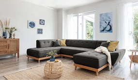 Divano letto a U grigio scuro, angolo sinistro Dazzling Daisy - Miuform