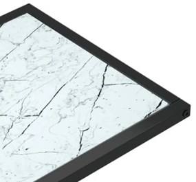 Tavolino per computer marmo bianco 50x35x65 cm vetro temperato